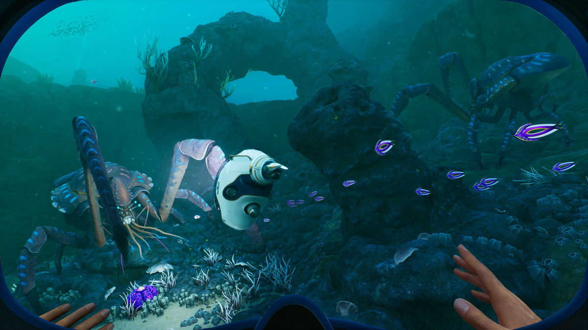 A fearsome crab-like creature in Epic Online ServicesUE5-powered game ‘Subnautica 2’.