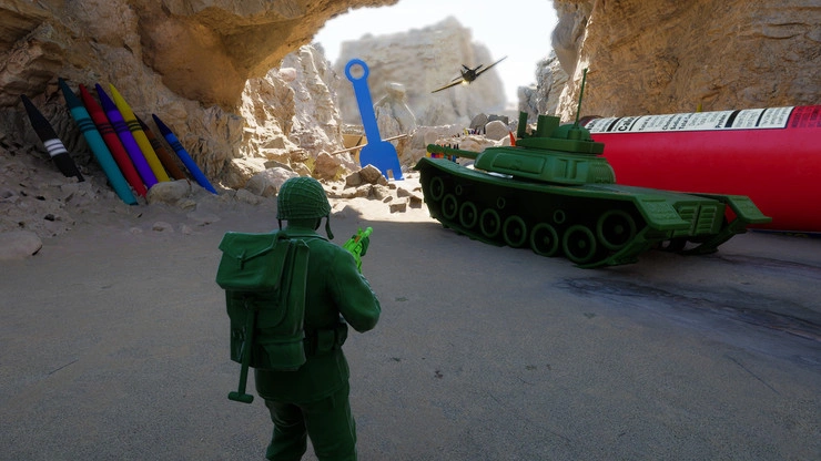 A plastic soldier in battle on the beach in ‘Green Hawk Platoon’