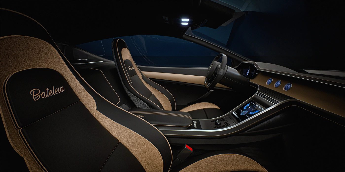 Rendered suede interior of concept car.