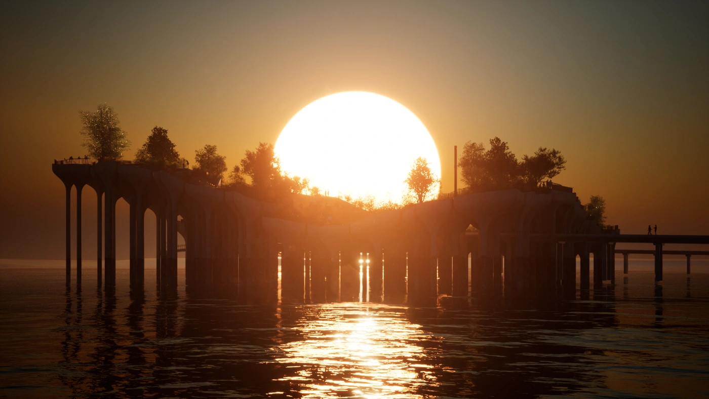 Little Island NYC sunset. 