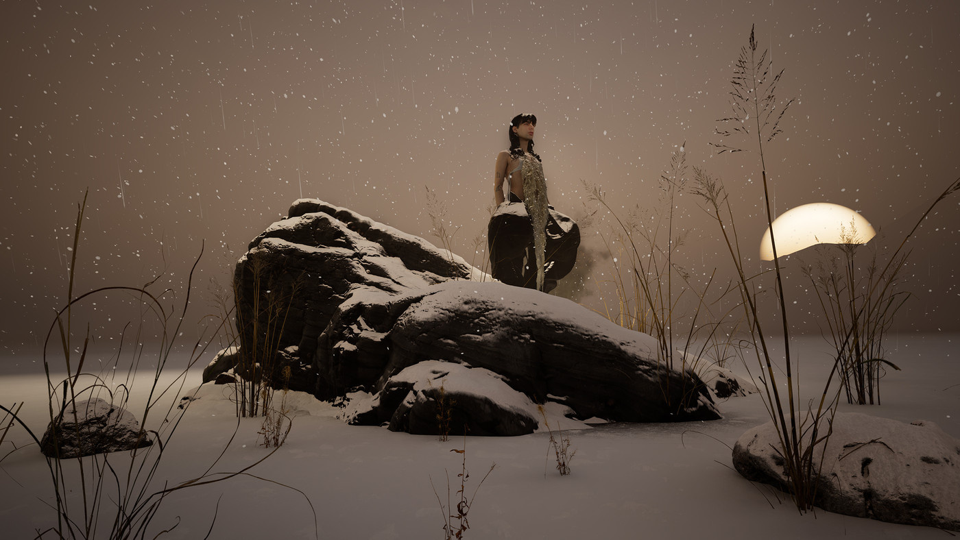 An atmospheric fashion scene in Twinmotion.
