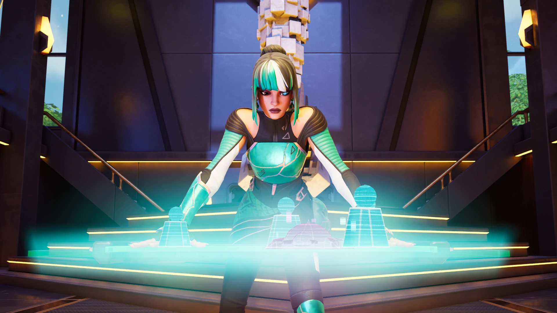 Character looking at a map