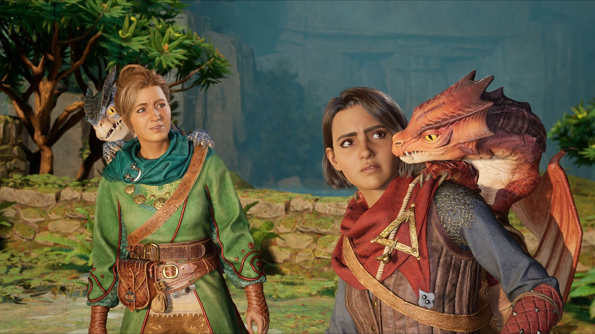 Mio and Zoe with dragons in ‘Split Fiction’.
