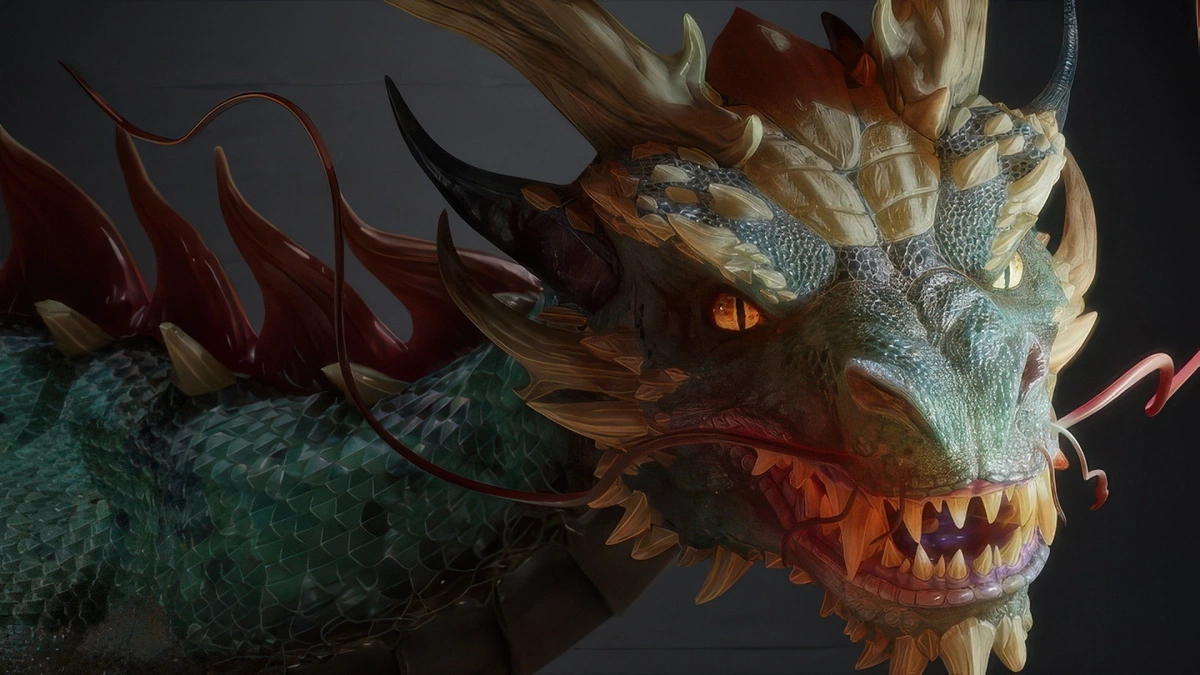A dragon character in Unreal Engine.