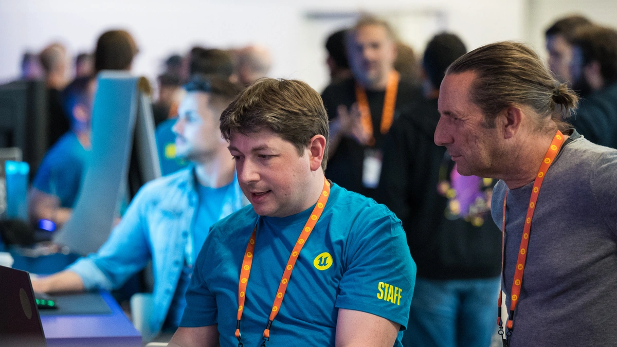 An Epic expert in the Dev Hub at Unreal Fest.