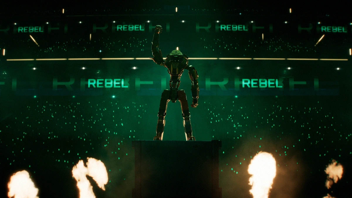 Robot stands in victory in Unreal Tournament episode of Secret Level.