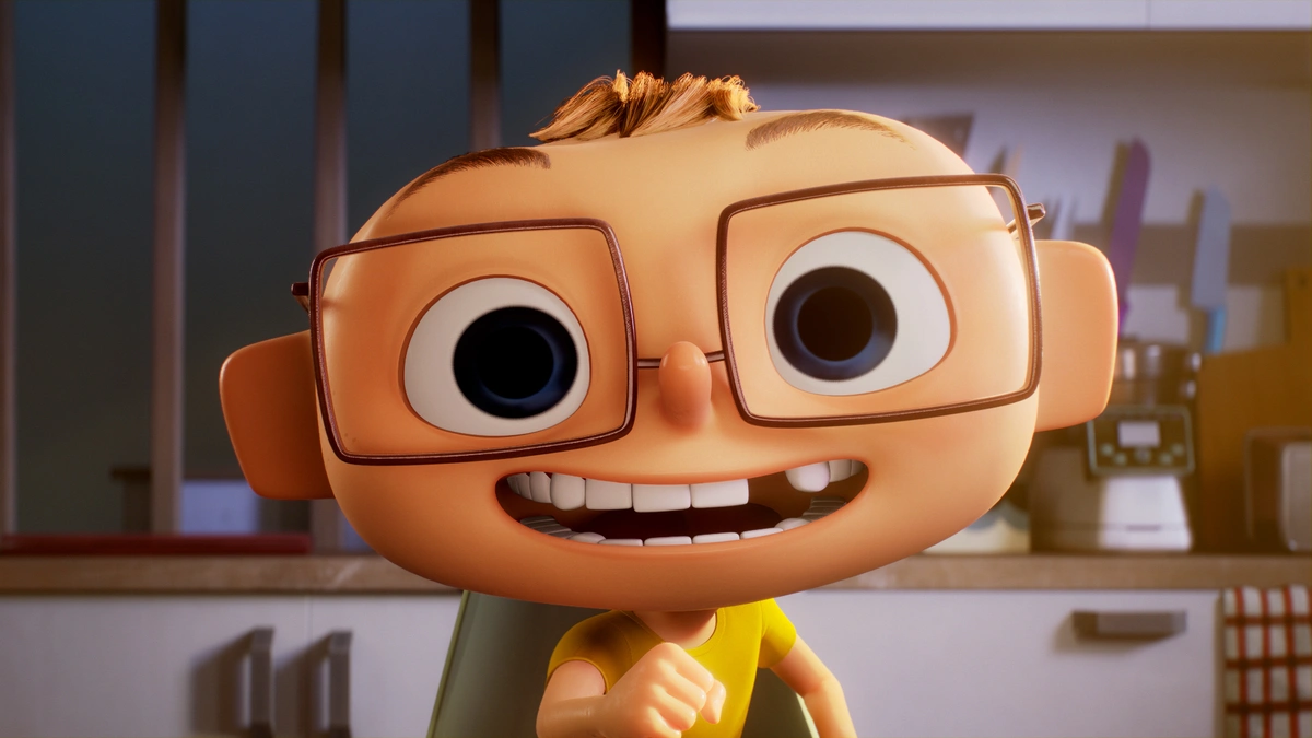 3D cartoon boy with glasses