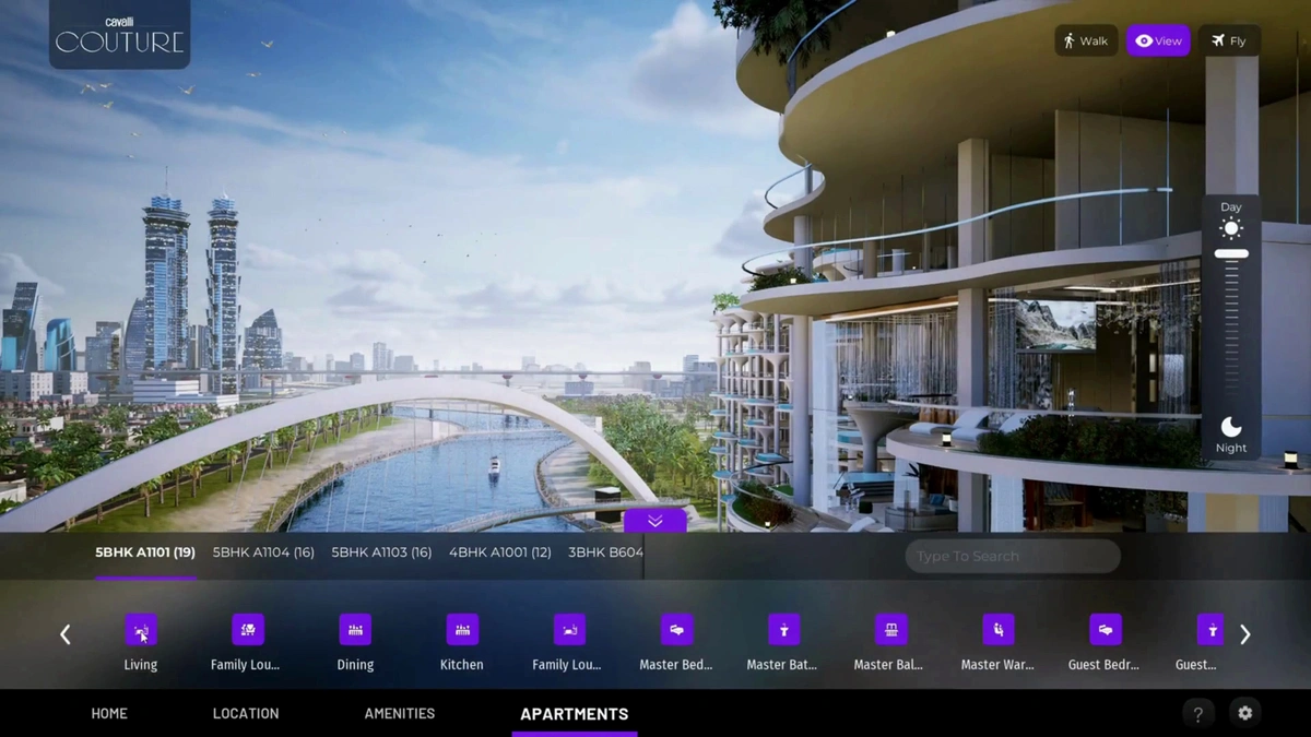 DAMAC and PropVR beauty shot of building and river.