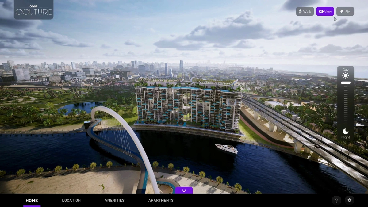 DAMAC and PropVR aerial view of multilevel property.