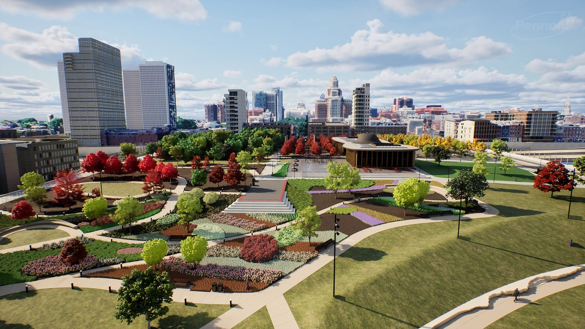 Bird’s eye view of the I-95 CAP project visualized by Pennoni in Unreal Engine.
