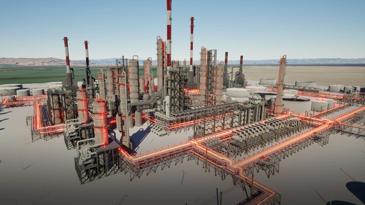 3D visualization of refinery by Smart Spatial.