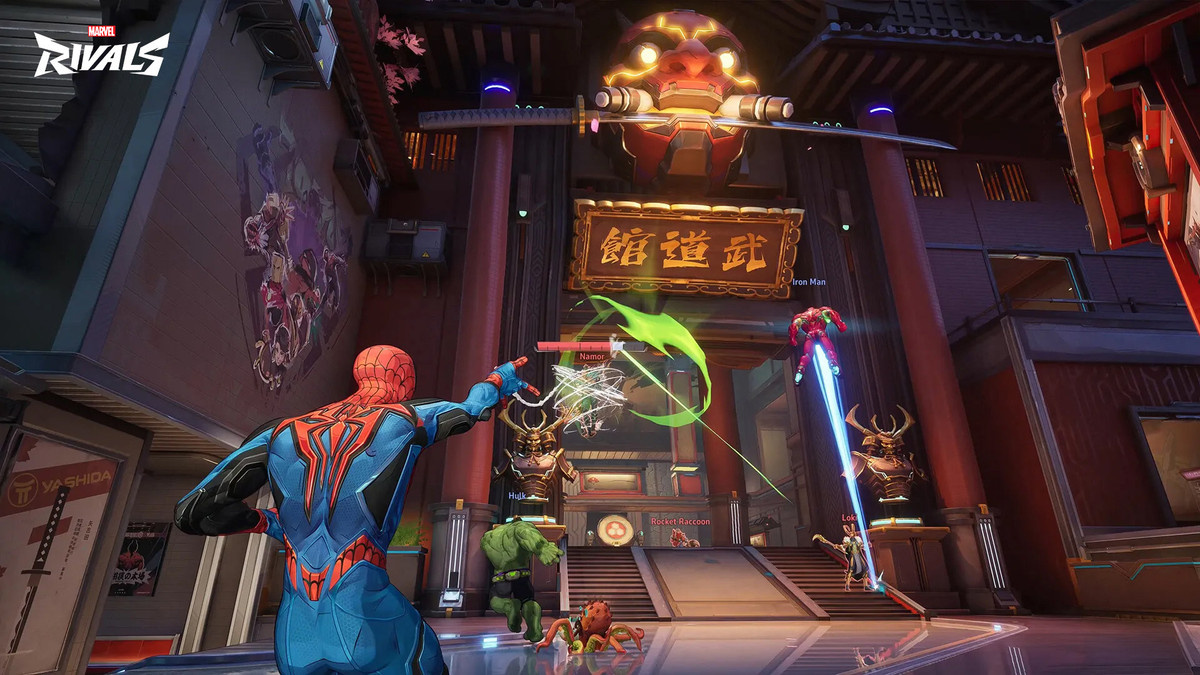 Spiderman flinging web in video game ‘Marvel Rivals’.