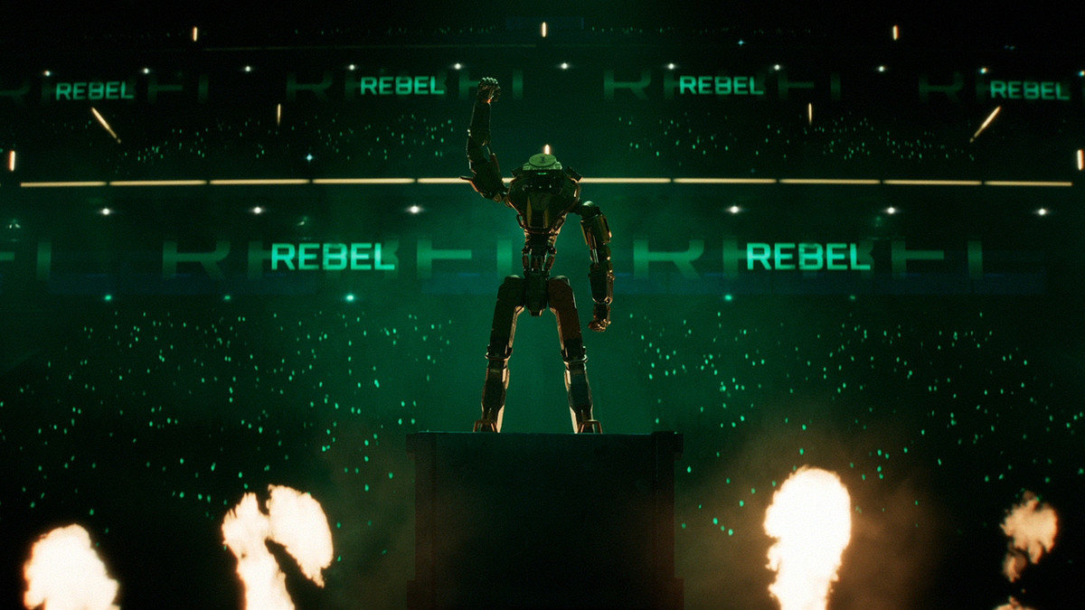 Robot stands in victory in Unreal Tournament episode of Secret Level.
