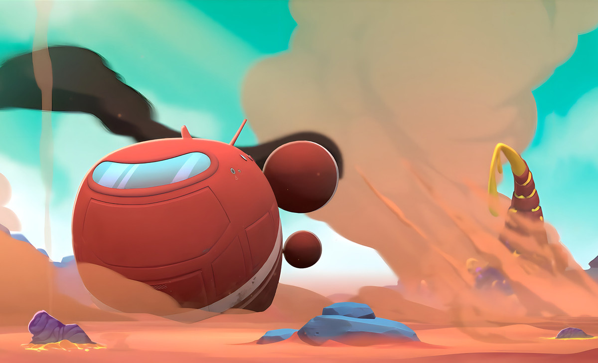 A crashed spaceship in 2D-animation ‘Spice Frontier’.