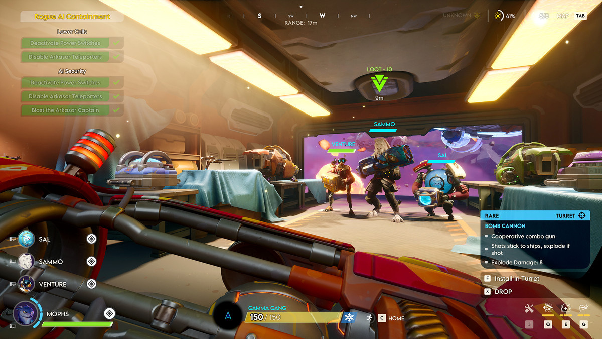 Characters on the deck of a spaceship in ‘Wildgate’ by Moonshot Games.