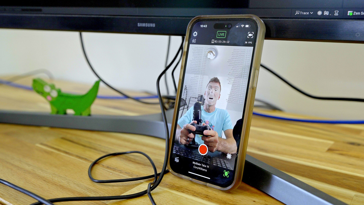 Cory Williams’ cell phone as he records voiceover for a Silly Crocodile episode.