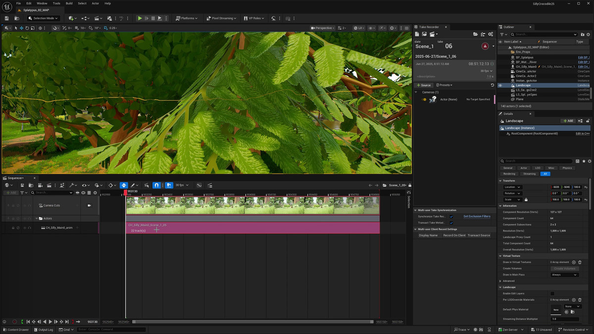 Landscape for Silly Crocodile episode in Sequencer in Unreal Engine.