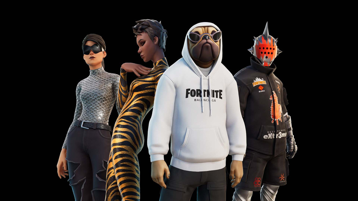 Fortnite characters in Balenciaga clothing.