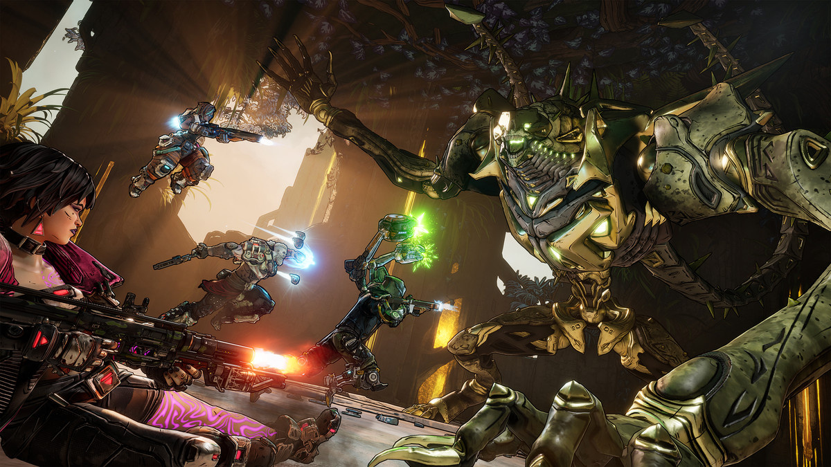 A team takes on a formidable boss in ‘Borderlands 4’.