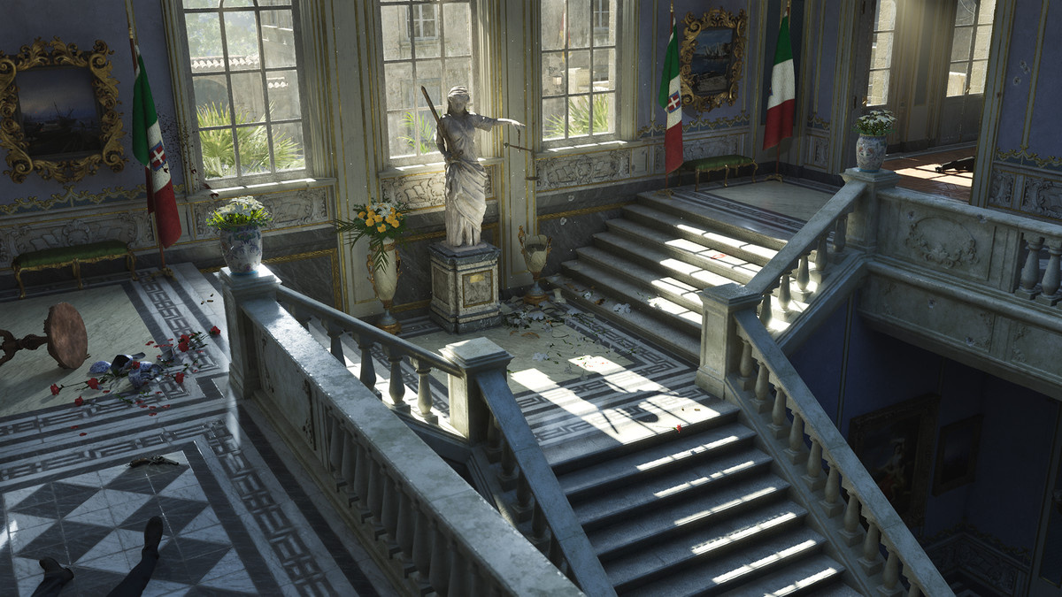 An ornate staircase in ‘Mafia: The Old Country’.