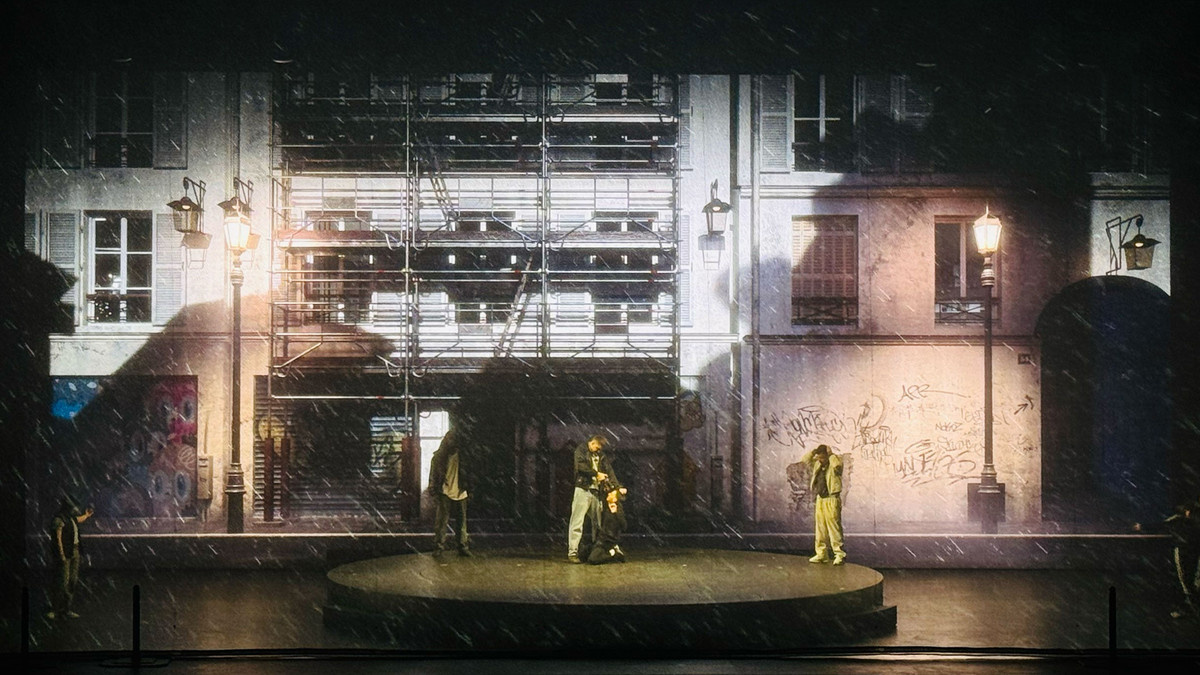 A rainy Parisian estate in ‘La Haine: Jusqu’ici rien n’a changé’.