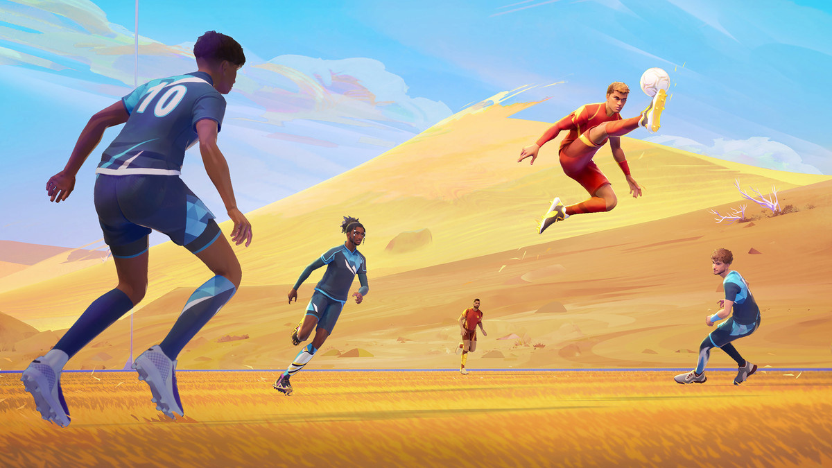 A football game takes place on desert sands in ‘Rematch’.