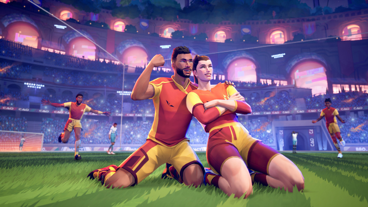 Players celebrate a goal in ‘Rematch’.