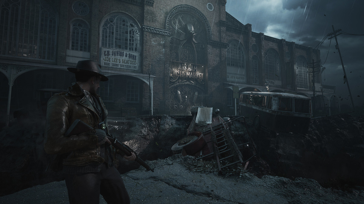 A dystopian street scene in ‘The Sinking City 2’.