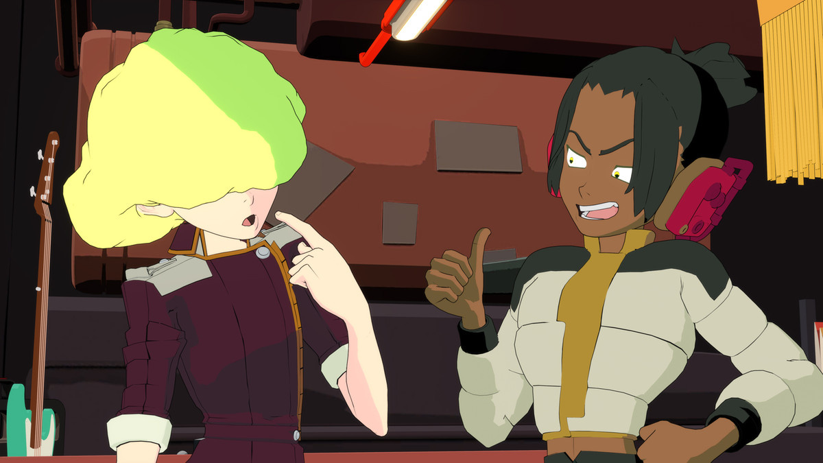 Characters converse in ‘NITRO GEN OMEGA’.