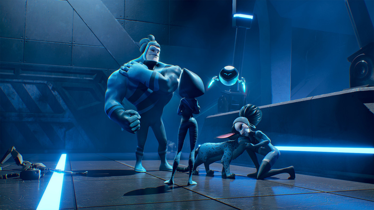 Animated characters take a breather in a post-fight scene created in UE5.