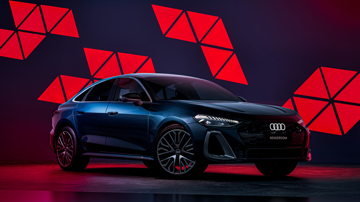 A CG Audi with realistic reflections, created in UE5 by Renderoom.
