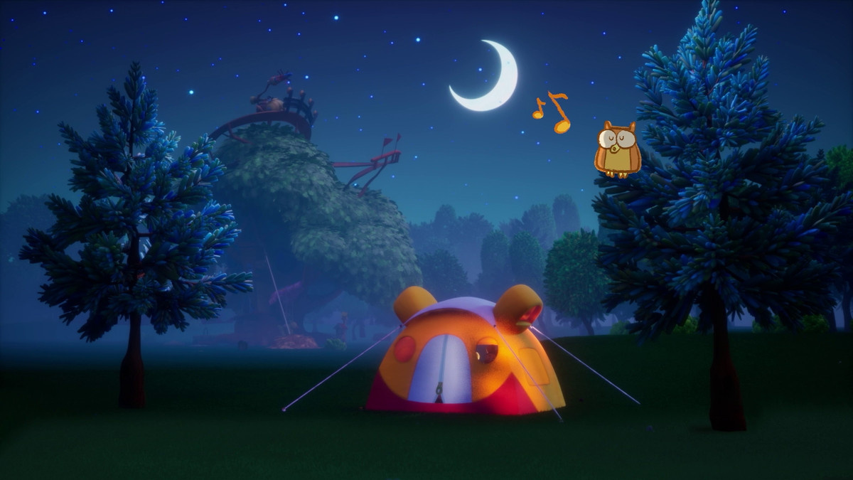 『いっしょにあそぼう！くまのプーさん』の夜の森のテント。