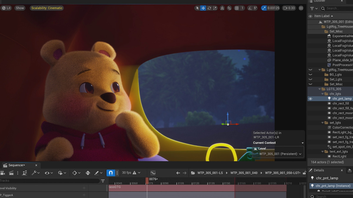 Escena de «A jugar con Winnie the Pooh» en el visor de UE5.