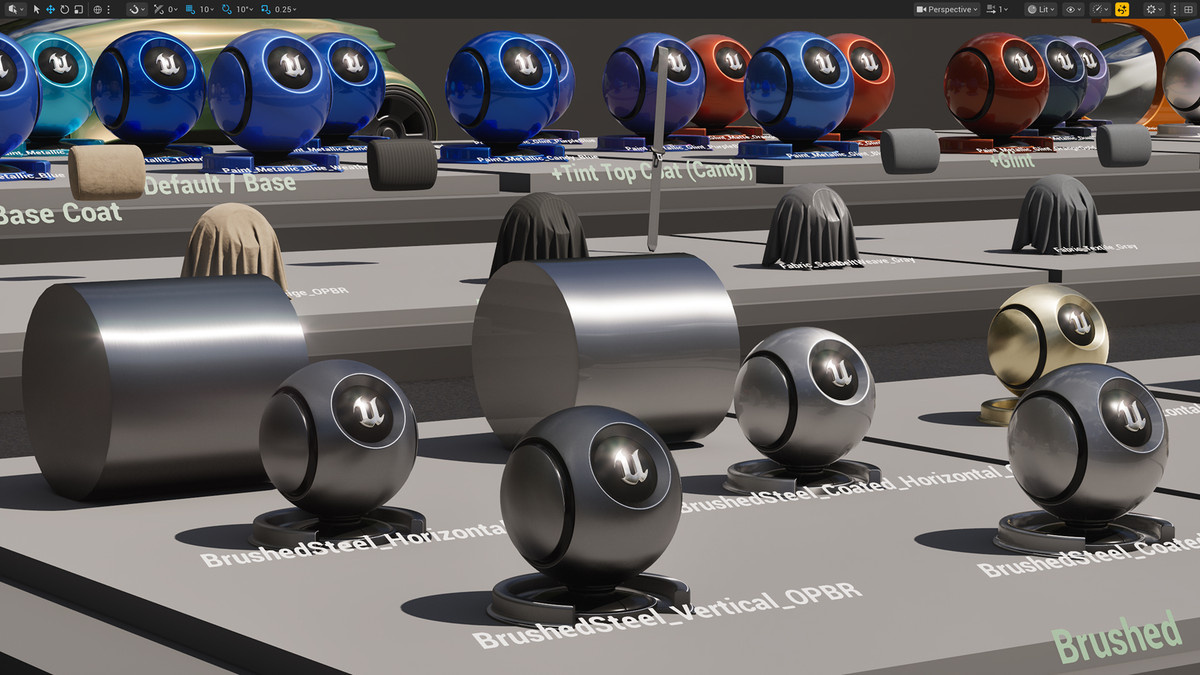 Examples of brushed steel in the Automotive Substrate Materials pack.