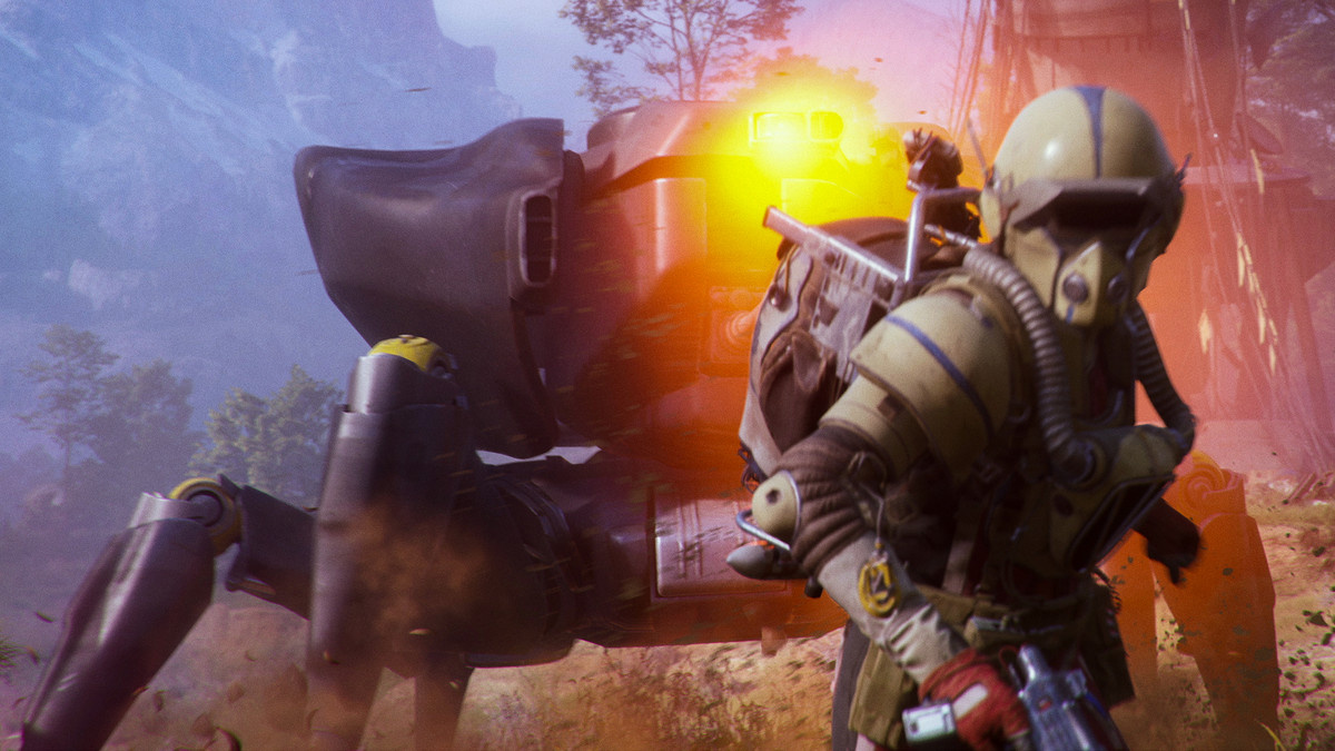 A raider is stalked by a Bastion in ‘ARC Raiders’.
