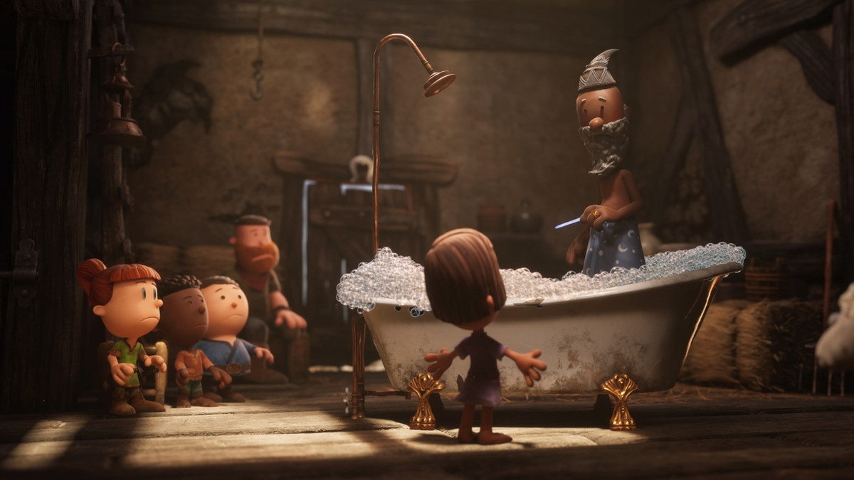 Cena em um banheiro em ‘Max e os Midknights’.