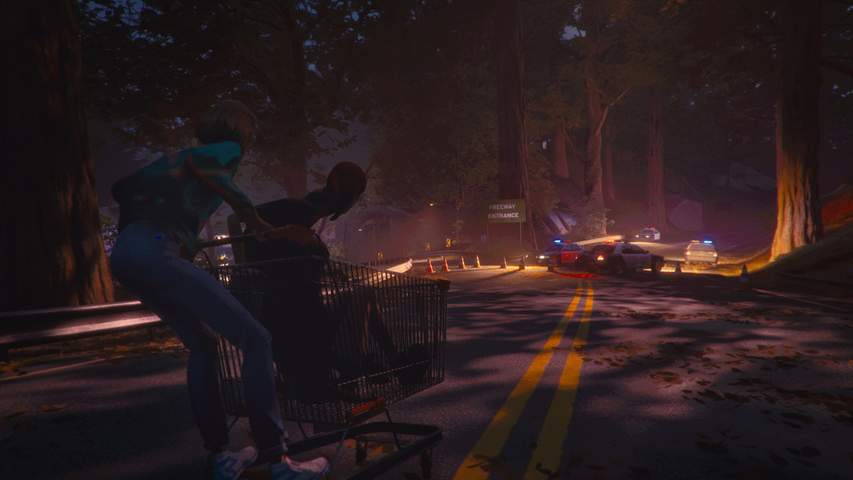 Teens ride a trolley and try to evade the cops in UE5-powered game ‘Mixtape’.