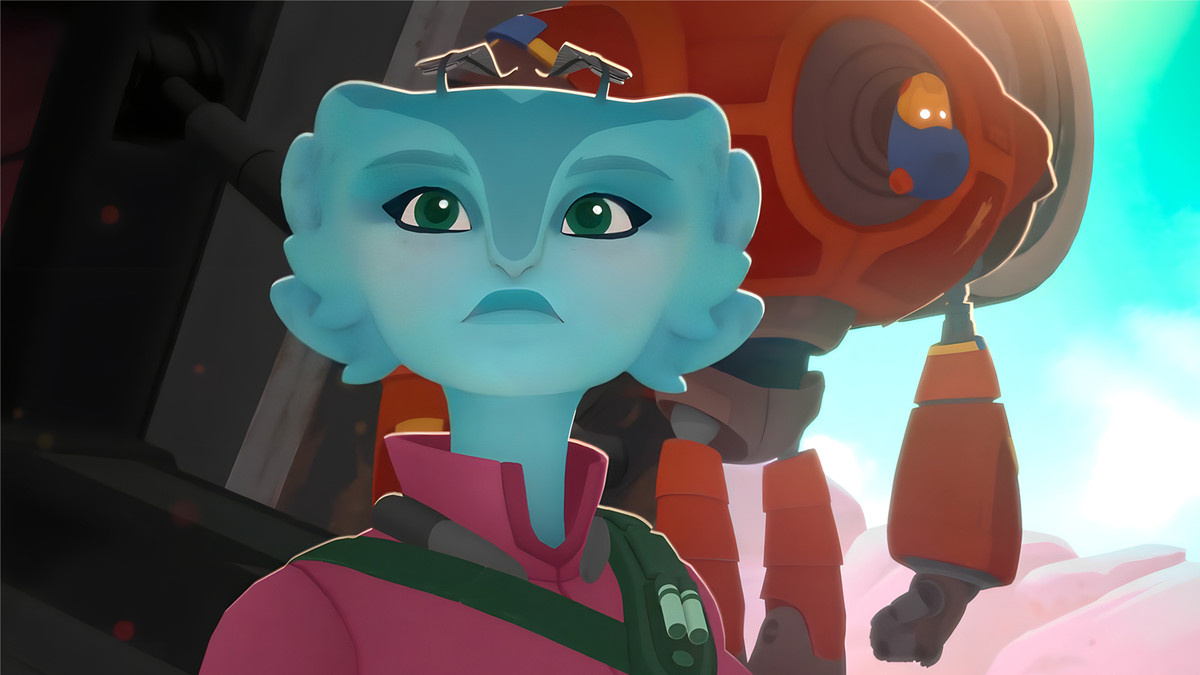 《Spice Frontier》中的蓝色外星人角色——该片是由UE5驱动的动画作品。