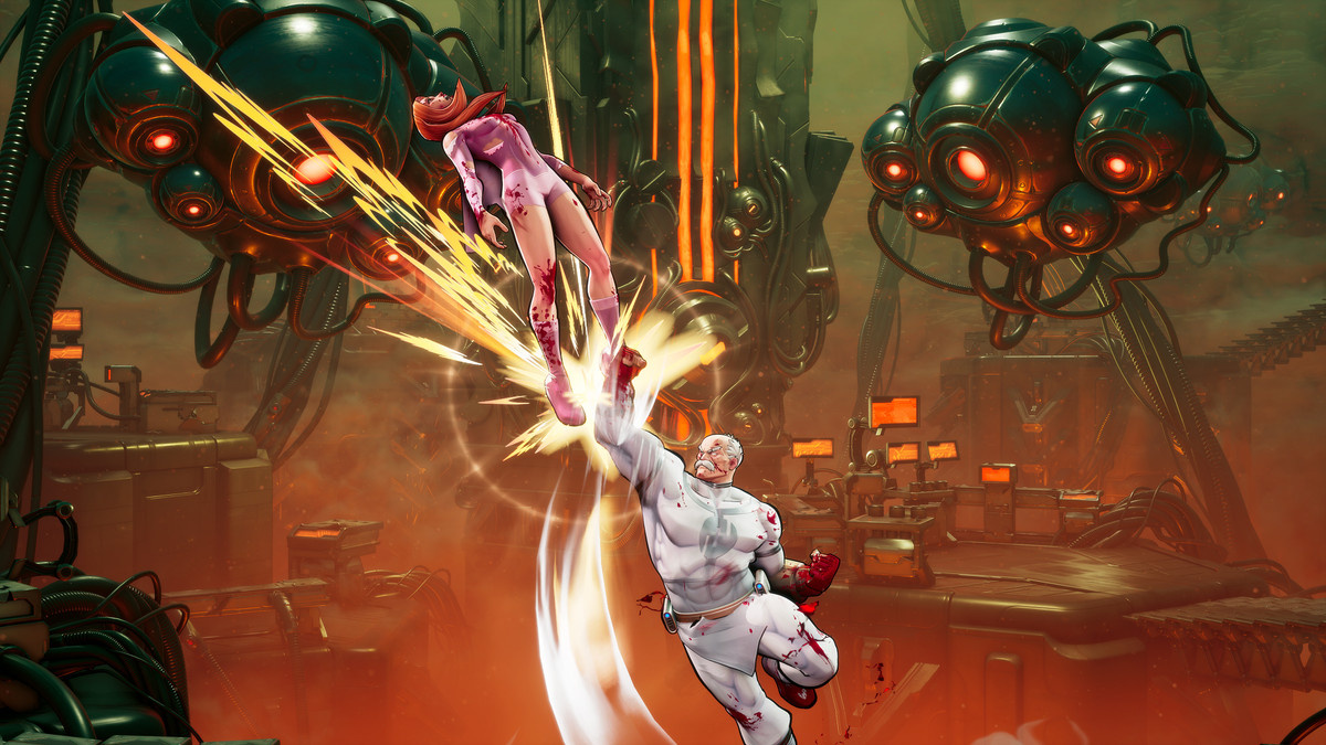Conquest uppercuts Atom Eve in UE5-powered game ‘Invincible VS™’.