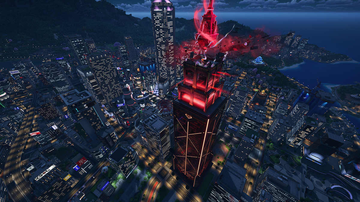 A bird’s-eye view of city sprawl in UE5 game ‘NTE: Neverness to Everness’.