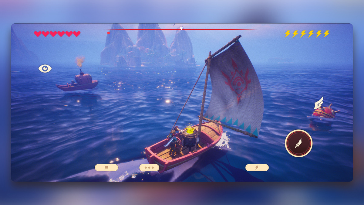 「Oceanhorn 3: Legend of the Shadow Sea」でボートで海を渡るシーン。