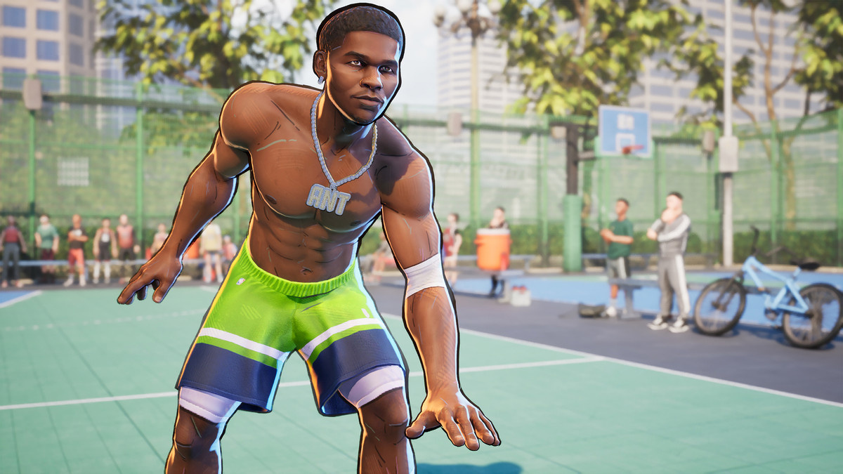 A basketball player on a street court in ‘NBA THE RUN’.