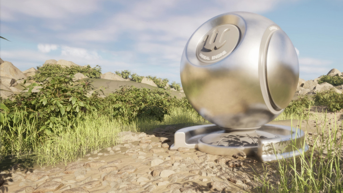 Epic デベロッパー コミュニティの Unreal Engine コースにあるマテリアル球。