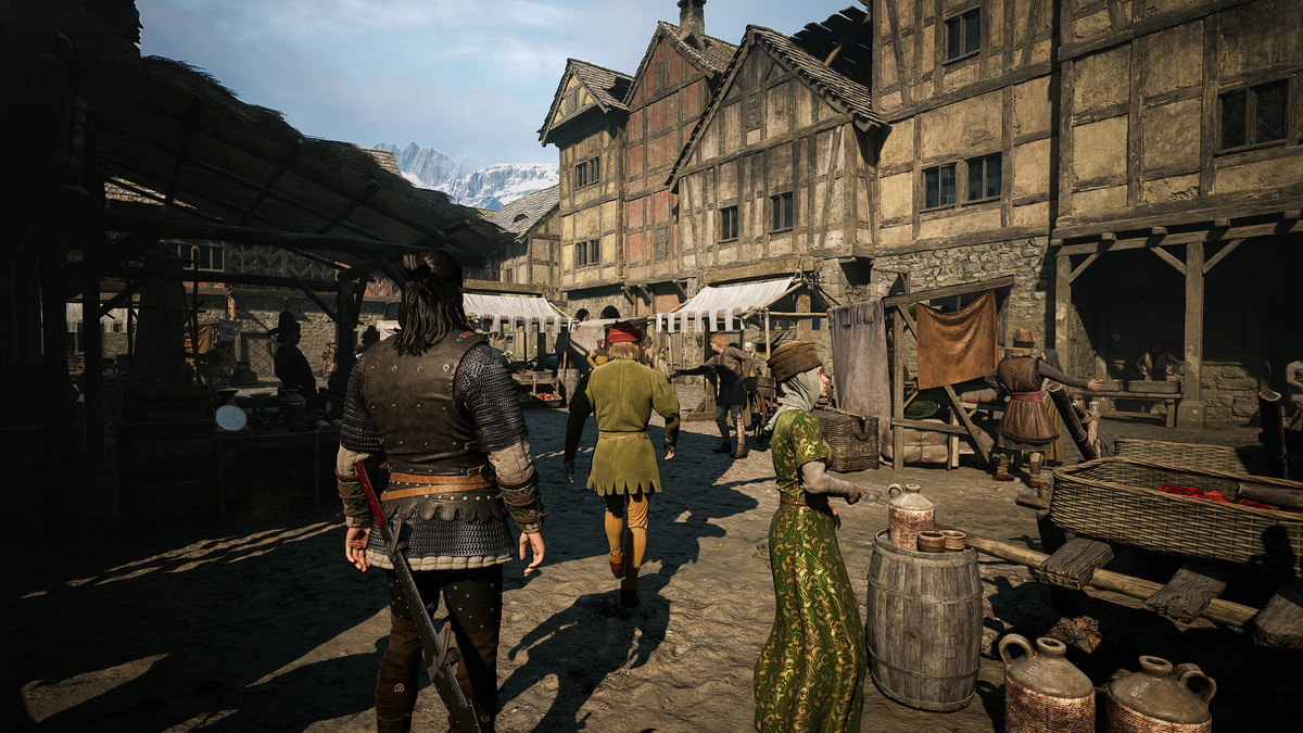 Coen in a medieval street in ‘The Blood of Dawnwalker’.