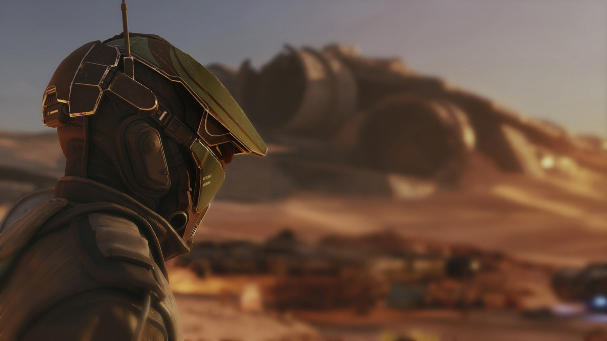 Nahaufnahme eines Piloten in „Star Wars: Galactic Racer“, der einen Rennhelm trägt.