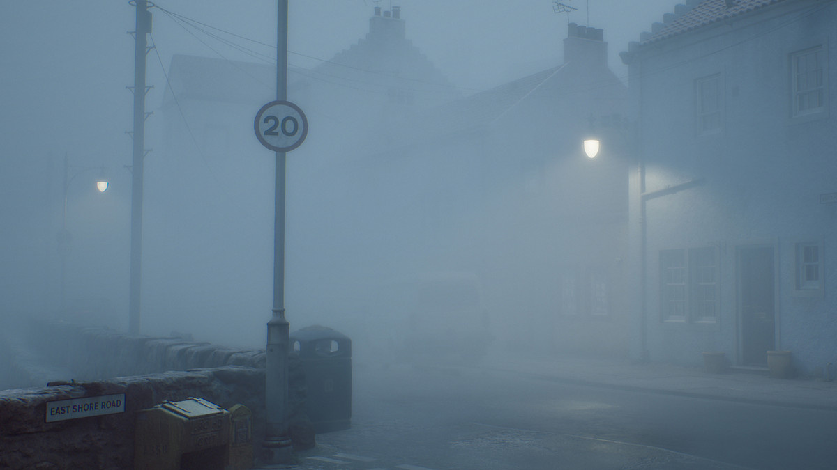 Una calle tétrica y neblinosa en «SILENT HILL: Townfall».