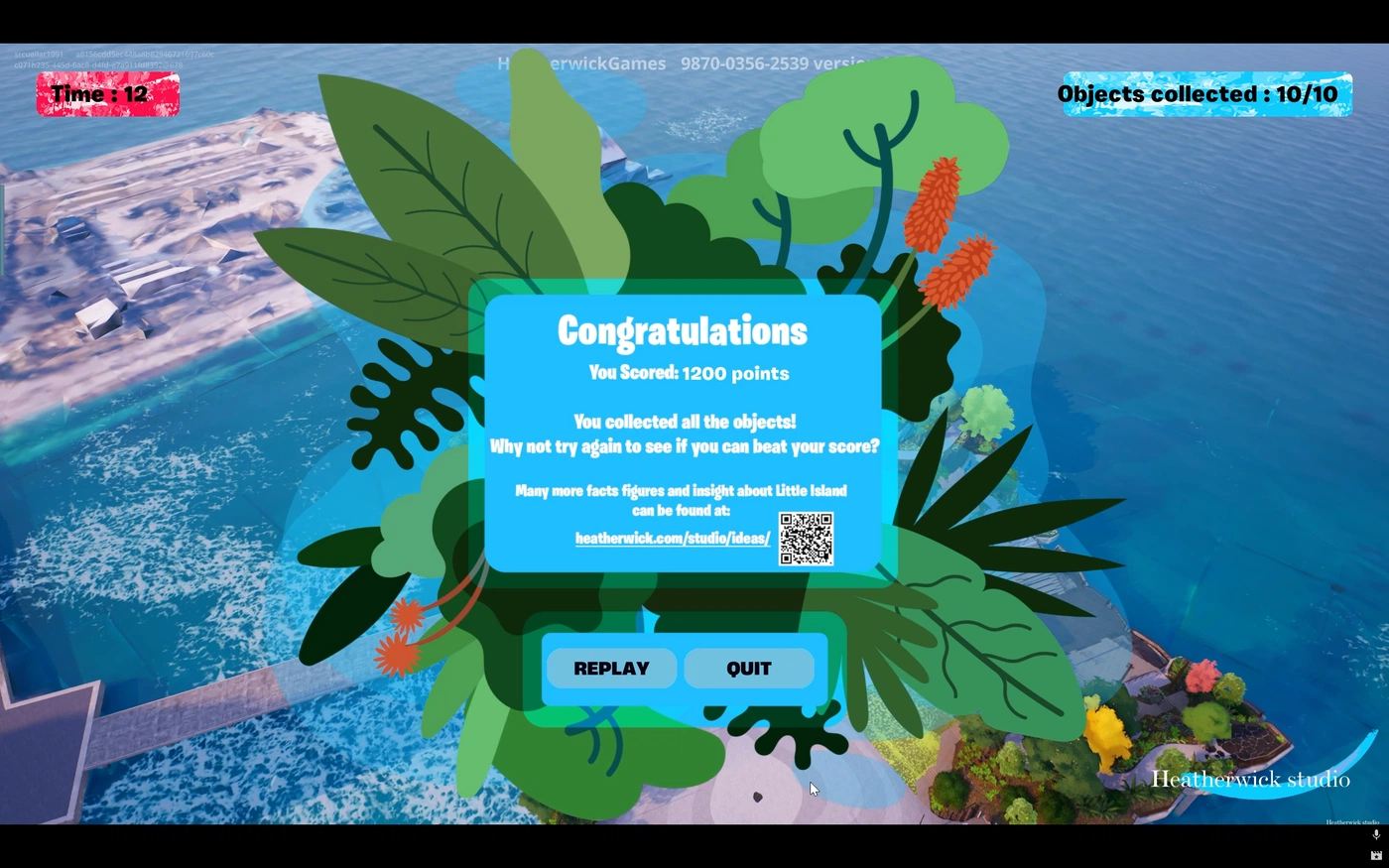 The score slate shown at the end of the Little Island Fortnite experience.