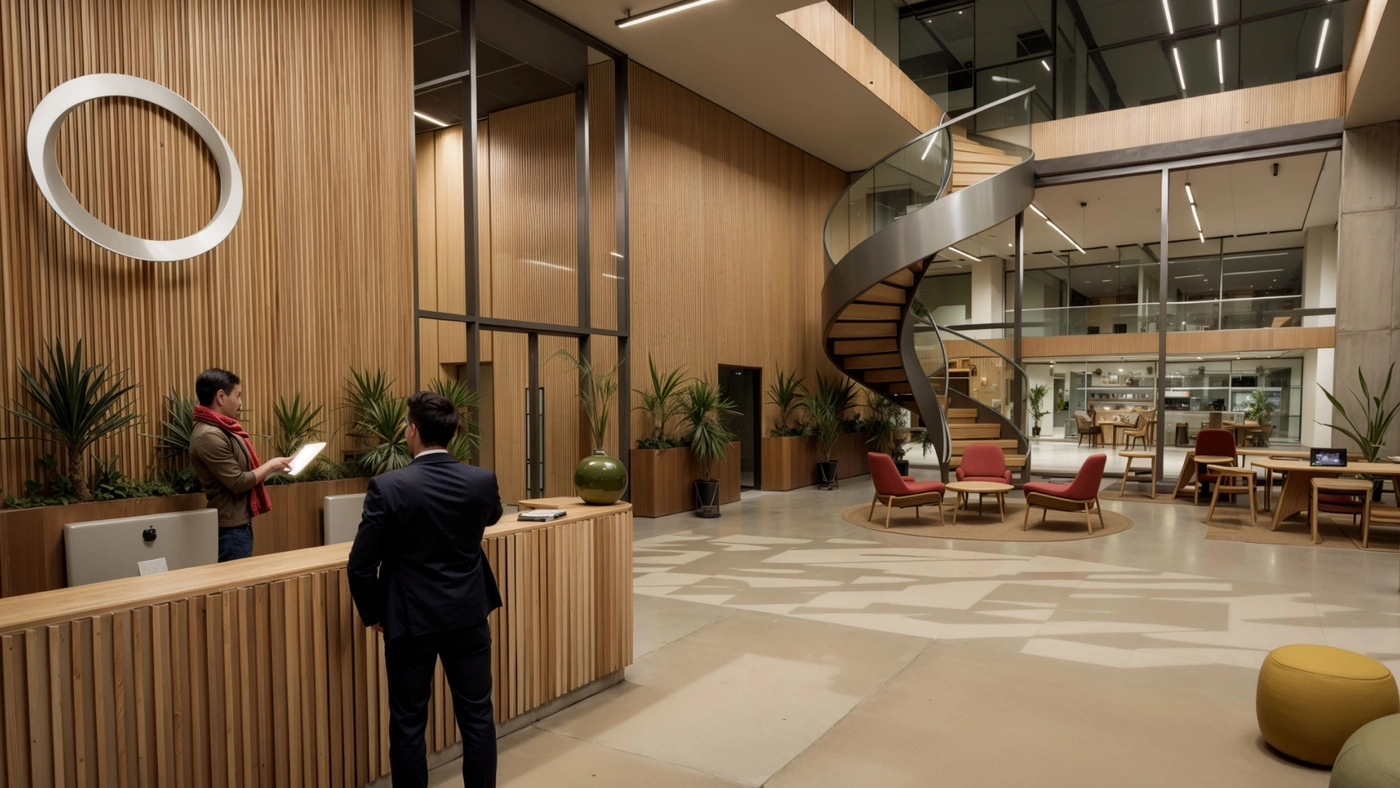 Lobby in EDGE Liverpool Street digital twin