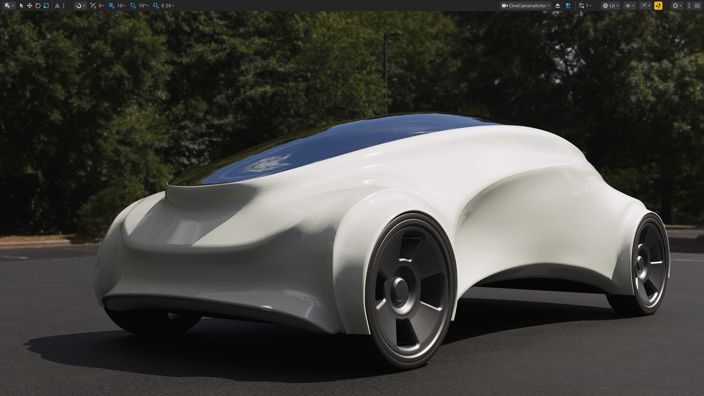 Ein Fahrzeug, das mit Substrate Automotive-Materialien visualisiert wurde.