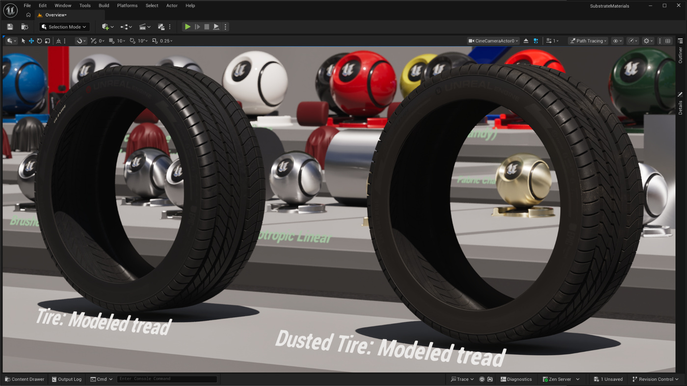Plusieurs textures et matériaux dans le pack Automotive Substrate Materials.